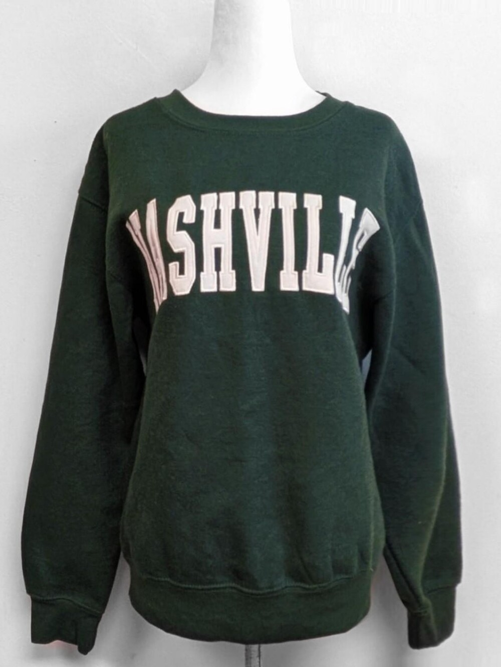 New York Popular Dark Green "Nashville" Oversized Crewneck Sweatshirt | Size M
